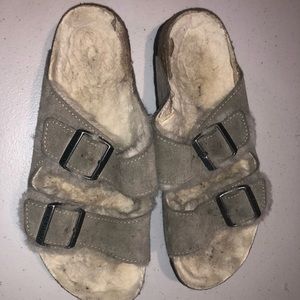 Birkenstock Arizona Shearling Suede Leather sandals